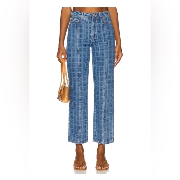 Damson Madder Denim - Damson Madder Tovie Mid Rise Straight Leg Laser Check Jeans Sz. 4